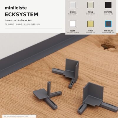  minileiste AL10X5 Montage Weiß O-Corner Außenecke 35x7x35 mm OC-AL10-04 | 102521