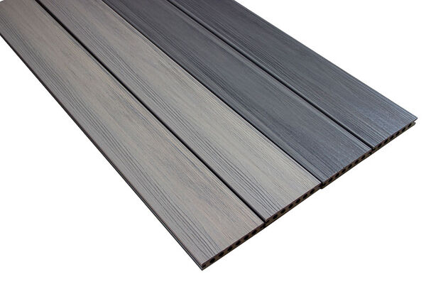 PR Flooring BPC Terrassendiele Silber / grau Beidseitige Holzstruktur Hohlkammerprofil Coextrudiert A0013890 | 52712