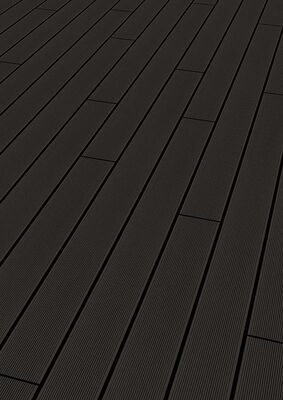 PR Flooring BPC Terrassendiele Ebony geriffelt / fein genutet Massivprofil Massiv 2020 A0013159 | 52760