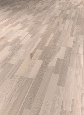  ter Hürne Satin Elements Collection Parkett ausdrucksstark weiß mattlackiert Schiffsboden 3-Stab Naturholz Parkett Esche weißviolett 2390x200x13 mm 1101010096 | 73057
