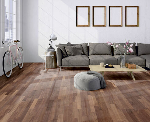  ter Hürne Satin Elements Collection Parkett ausgeglichen lackiert Schiffsboden 3-Stab Naturholz Parkett Nussbaum 2390x200x13 mm 1101010151 | 73111