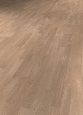  ter Hürne Satin Elements Collection Parkett ausgeglichen weiß mattlackiert Schiffsboden 3-Stab Naturholz Parkett Eiche lichtbeige 2390x200x13 mm 1101010614 | 73186