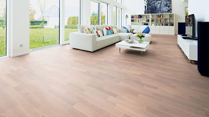  ter Hürne Pride of Nature Collection Parkett ausgeglichen gebürstet, weiß naturgeölt Schiffsboden 3-Stab Naturholz Parkett Eiche lichtbeige 2390x200x13 mm 1101010619 | 73201