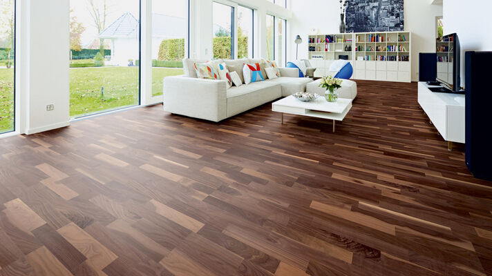  ter Hürne Pride of Nature Collection Parkett ausdrucksstark naturgeölt Schiffsboden 3-Stab Naturholz Parkett Nussbaum 2390x200x13 mm 1101011529 | 73390
