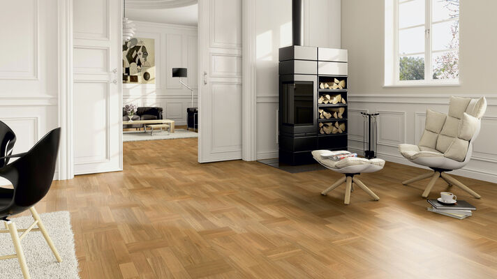  ter Hürne Contours Collection Parkett ausgeglichen gebürstet, naturgeölt Flechtmuster Naturholz Parkett Eiche 2390x200x13 mm 1101012283 | 73645