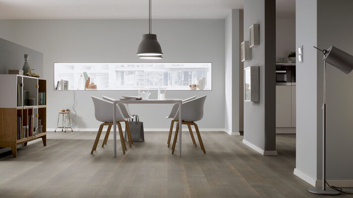  ter Hürne Contours Collection Parkett ausgeglichen gebürstet, farbig naturgeölt Flechtmuster Naturholz Parkett Eiche azurbraun 2390x200x13 mm 1101012288 | 73696