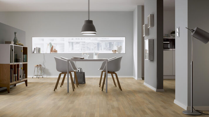  ter Hürne Contours Collection Parkett ausgeglichen gebürstet, farbig naturgeölt Schiffsboden 3-Stab Naturholz Parkett Eiche design sandbraun 2390x200x13 mm 1101012303 | 73750