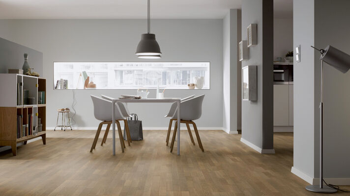  ter Hürne Contours Collection Parkett ausgeglichen gebürstet, farbig naturgeölt Schiffsboden 3-Stab Naturholz Parkett Eiche design terrabraun 2390x200x13 mm 1101012304 | 73762