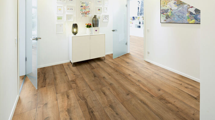  ter Hürne Trend Edition Laminatboden fein-gebürstet Landhausdiele breit Iko Premium-Laminatboden Eiche Industrial 1285x280x8 mm 1101021823 | 73903