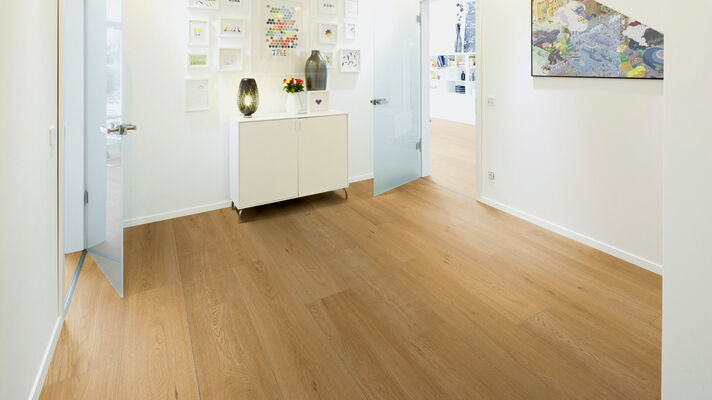  ter Hürne Trend Edition Laminatboden fein-gebürstet Landhausdiele breit Iko Premium-Laminatboden Eiche Pure 1285x280x8 mm 1101021843 | 75412