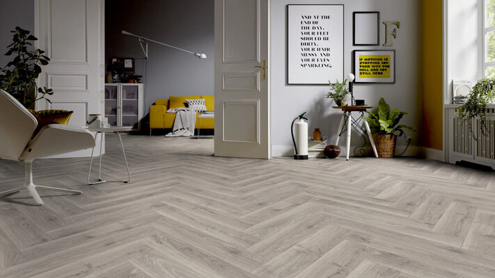  ter Hürne Herringbone Edition Laminatboden gealtert Fischgrät Iko Premium-Laminatboden Eiche Atelier 630x126x10 mm 1101021850 | 75499