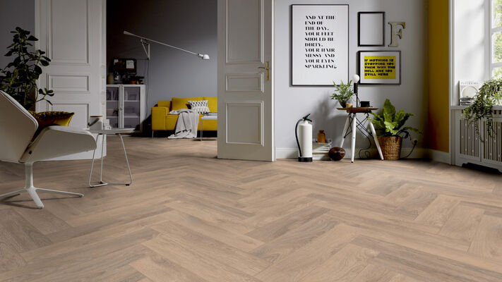  ter Hürne Herringbone Edition Laminatboden fein-geport Fischgrät Iko Premium-Laminatboden Eiche Chalet 630x126x10 mm 1101021853 | 75535