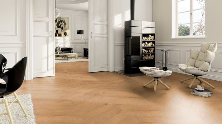  ter Hürne Chevron Edition Design-Vinylboden Eiche Hamburg tief-gebürstet Chevron Soya Perform 665,4x145x6 mm 1101240708 | 78658