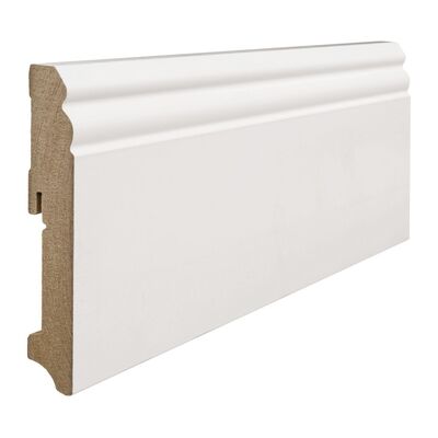  HARO Sockelleiste Lackiert weiß lackiert RAL9010 Altdeutsches Profill 2,4m MDF 2400x115x18 mm 407751 | 85657
