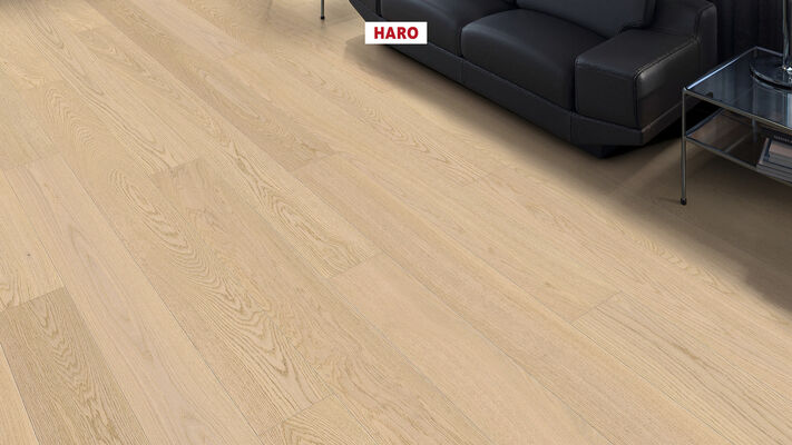  HARO PARKETT 4000 Parkett Eiche lichtweiß Exklusiv strukturiert Landhausdiele 2200x13,5x180 mm 543129 | 86416