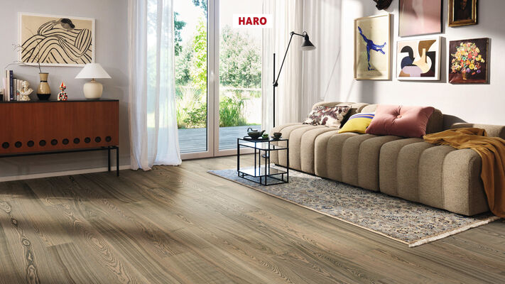  HARO PARKETT 4000 Parkett Esche tabakgrau retro strukturiert Landhausdiele 2200x13,5x180 mm 544625 | 86554