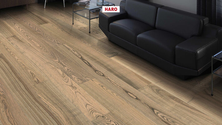  HARO PARKETT 4000 Parkett Esche tabakgrau retro strukturiert Landhausdiele 2200x13,5x180 mm 544625 | 86557