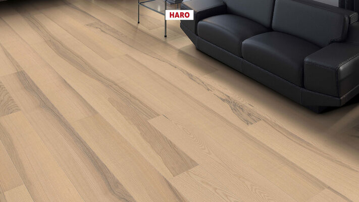  HARO PARKETT 4000 Parkett Esche pastellcreme Uni strukturiert Landhausdiele 2200x13,5x180 mm 547606 | 86635