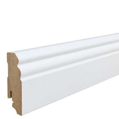  HARO Leisten Sockelleiste Dekorfolie weiß RAL9016 Altdeutsches Profil 2,4m MDF 2400x70x18 mm 407746 | 87631