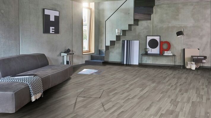  Parador Basic 200 Laminat Akazie grau Seidenmatte Struktur Schiffsboden 3-Stab 1285x194x7 mm 1426414 | 93220