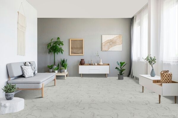  Parador Modular ONE Hydron Designboden Mamor Eos Weiss Steinstruktur Designboden Großfliese 856x403x5,5 mm 1748745 | 94240