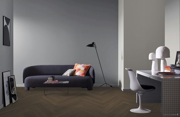  Parador Trendtime 3 (Dryback) Vinylboden Eiche Oxford dunkelbraun Seidenmatte Strukur Klebevinyl Fischgrät 770x154x2,5 mm 1748862 | 95755
